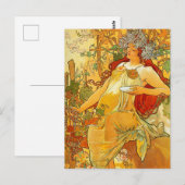 Alphonse Mucha Art Nouveau Herbst Postkarte (Vorne/Hinten)