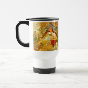 Alphonse Mucha Art Nouveau Herbst Reisebecher