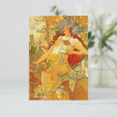 Alphonse Mucha Art Nouveau Herbst RSVP Karte (Stehend Vorderseite)