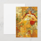 Alphonse Mucha Art Nouveau Herbst RSVP Karte (Vorne/Hinten)