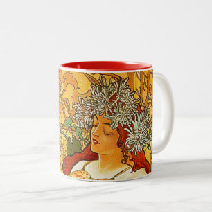 Alphonse Mucha Art Nouveau Herbst Zweifarbige Tasse