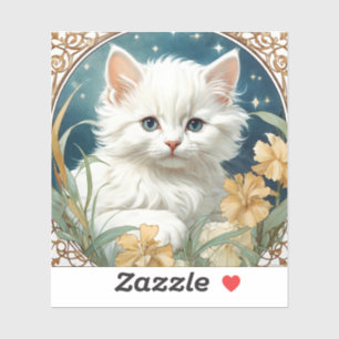 Alphonse Mucha Art Nouveau Kitten Aufkleber