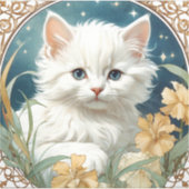 Alphonse Mucha Art Nouveau Kitten Aufkleber (Vorderseite)