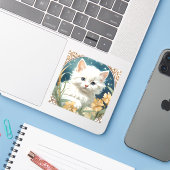 Alphonse Mucha Art Nouveau Kitten Aufkleber (Laptop mit iPhone)