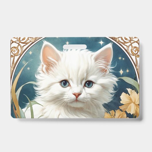 Alphonse Mucha Art Nouveau Kitten Ausweis (Vorderseite)