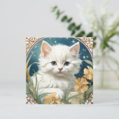 Alphonse Mucha Art Nouveau Kitten Einladung (Stehend Vorderseite)