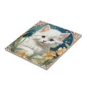 Alphonse Mucha Art Nouveau Kitten Fliese (Seite)