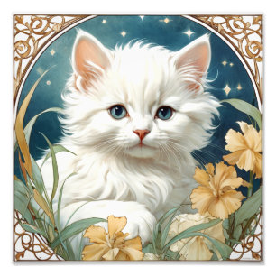 Alphonse Mucha Art Nouveau Kitten Fotodruck