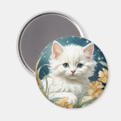 Alphonse Mucha Art Nouveau Kitten Magnet (Vorderseite/Rückseite)