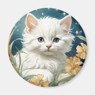 Alphonse Mucha Art Nouveau Kitten Magnet