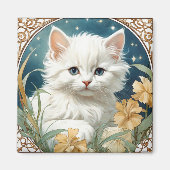 Alphonse Mucha Art Nouveau Kitten Magnet (Vorne)