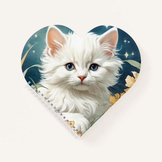 Alphonse Mucha Art Nouveau Kitten Notizblock (Vorderseite)
