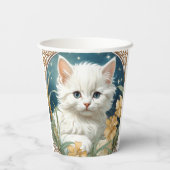 Alphonse Mucha Art Nouveau Kitten Pappbecher (Rückseite)