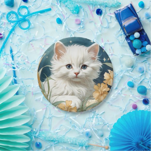 Alphonse Mucha Art Nouveau Kitten Pappteller (Party)