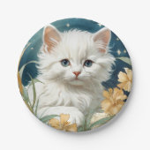 Alphonse Mucha Art Nouveau Kitten Pappteller (Vorderseite)