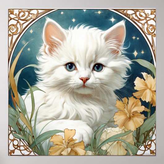 Alphonse Mucha Art Nouveau Kitten Poster (Vorne)