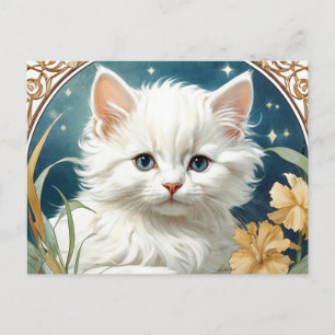 Alphonse Mucha Art Nouveau Kitten Postkarte