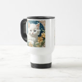 Alphonse Mucha Art Nouveau Kitten Reisebecher (Vorderseite Links)