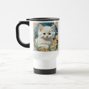 Alphonse Mucha Art Nouveau Kitten Reisebecher