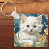 Alphonse Mucha Art Nouveau Kitten Schlüsselanhänger (Vorderseite)