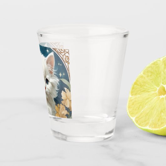 Alphonse Mucha Art Nouveau Kitten Schnapsglas (Rechts)