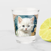 Alphonse Mucha Art Nouveau Kitten Schnapsglas (Vorderseite)