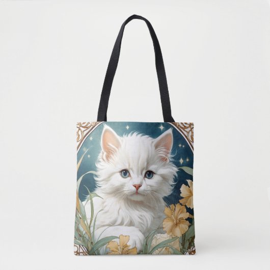 Alphonse Mucha Art Nouveau Kitten Tasche (Vorderseite)