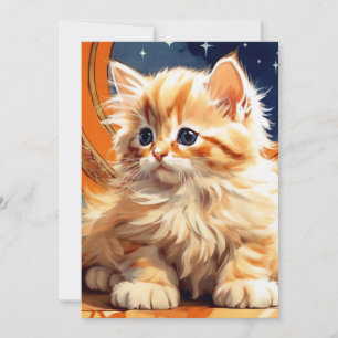 Alphonse Mucha Art Nouveau Orange Cat Einladung