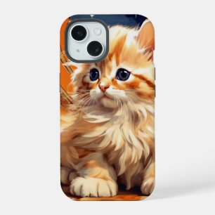 Alphonse Mucha Art Nouveau Orange Cat iPhone 15 Hülle