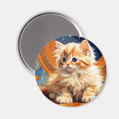 Alphonse Mucha Art Nouveau Orange Cat Magnet (Vorderseite/Rückseite)