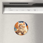 Alphonse Mucha Art Nouveau Orange Cat Magnet (In Situ (Geschirrspüler))