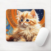Alphonse Mucha Art Nouveau Orange Cat Mousepad (Mit Mouse)