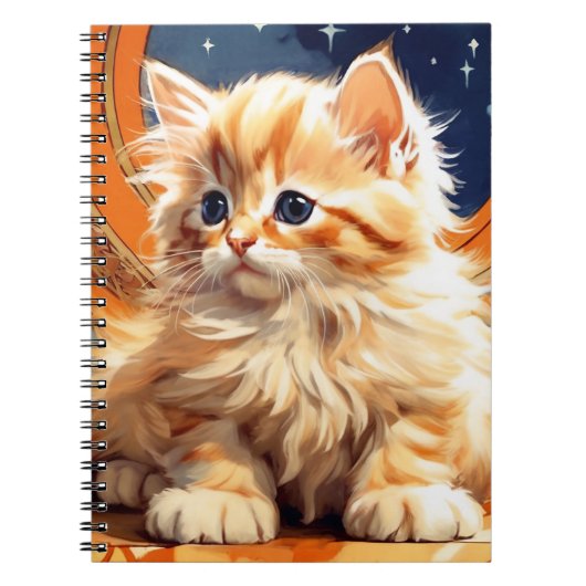 Alphonse Mucha Art Nouveau Orange Cat Notizblock (Vorderseite)