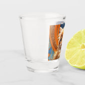 Alphonse Mucha Art Nouveau Orange Cat Schnapsglas (Links)