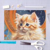 Alphonse Mucha Art Nouveau Orange Cat Seidenpapier (Handwerk)