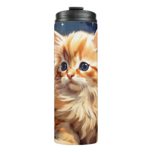 Alphonse Mucha Art Nouveau Orange Cat Thermosbecher