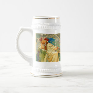 Alphonse Mucha Art Nouveau Princess Hyacinth Bierglas