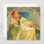 Alphonse Mucha Art Nouveau Princess Hyacinth Einladung (Vorne/Hinten)