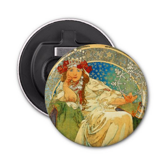Alphonse Mucha Art Nouveau Princess Hyacinth Flaschenöffner (Vorderseite)