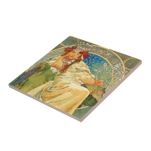 Alphonse Mucha Art Nouveau Princess Hyacinth Fliese (Seite)