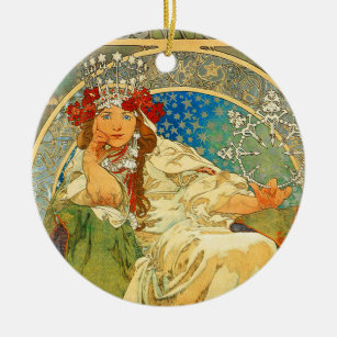 Alphonse Mucha Art Nouveau Princess Hyacinth Keramik Ornament