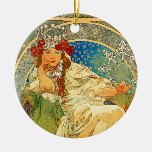 Alphonse Mucha Art Nouveau Princess Hyacinth Keramik Ornament (Vorne)