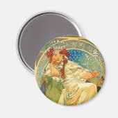 Alphonse Mucha Art Nouveau Princess Hyacinth Magnet (Vorderseite/Rückseite)
