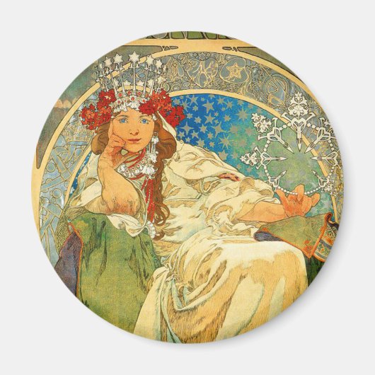 Alphonse Mucha Art Nouveau Princess Hyacinth Magnet (Vorne)