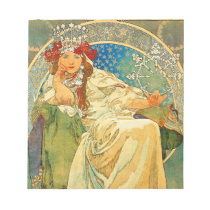 Alphonse Mucha Art Nouveau Princess Hyacinth Notizblock