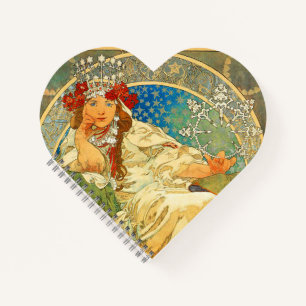 Alphonse Mucha Art Nouveau Princess Hyacinth Notizblock