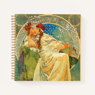 Alphonse Mucha Art Nouveau Princess Hyacinth Notizblock
