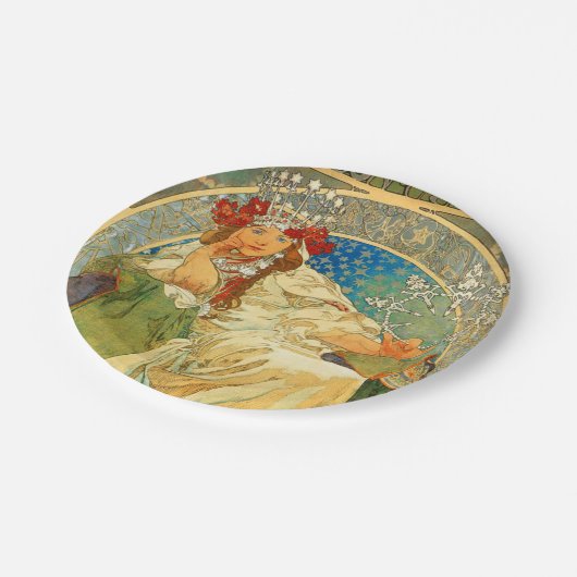 Alphonse Mucha Art Nouveau Princess Hyacinth Pappteller (Schrägansicht)