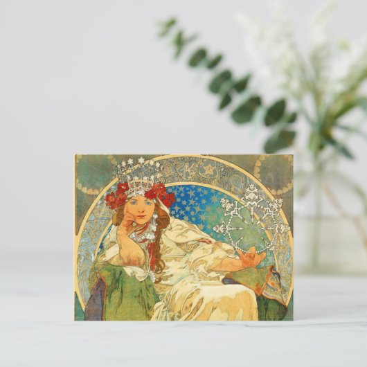 Alphonse Mucha Art Nouveau Princess Hyacinth Postkarte (Stehend Vorderseite)