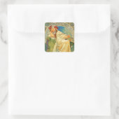 Alphonse Mucha Art Nouveau Princess Hyacinth Quadratischer Aufkleber (Tasche)